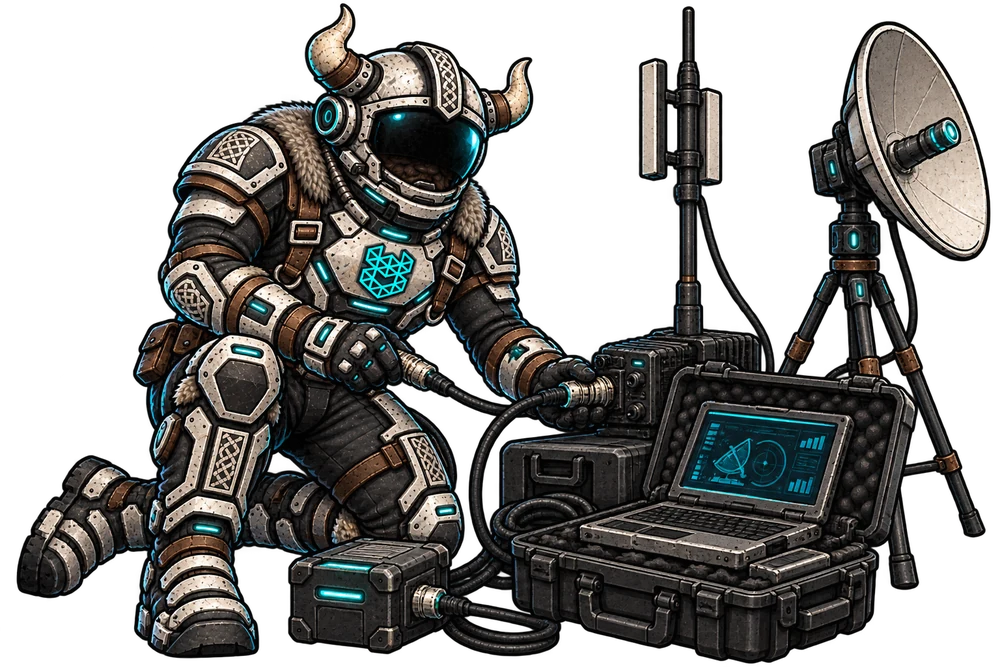 Joe working with communications and network equipment