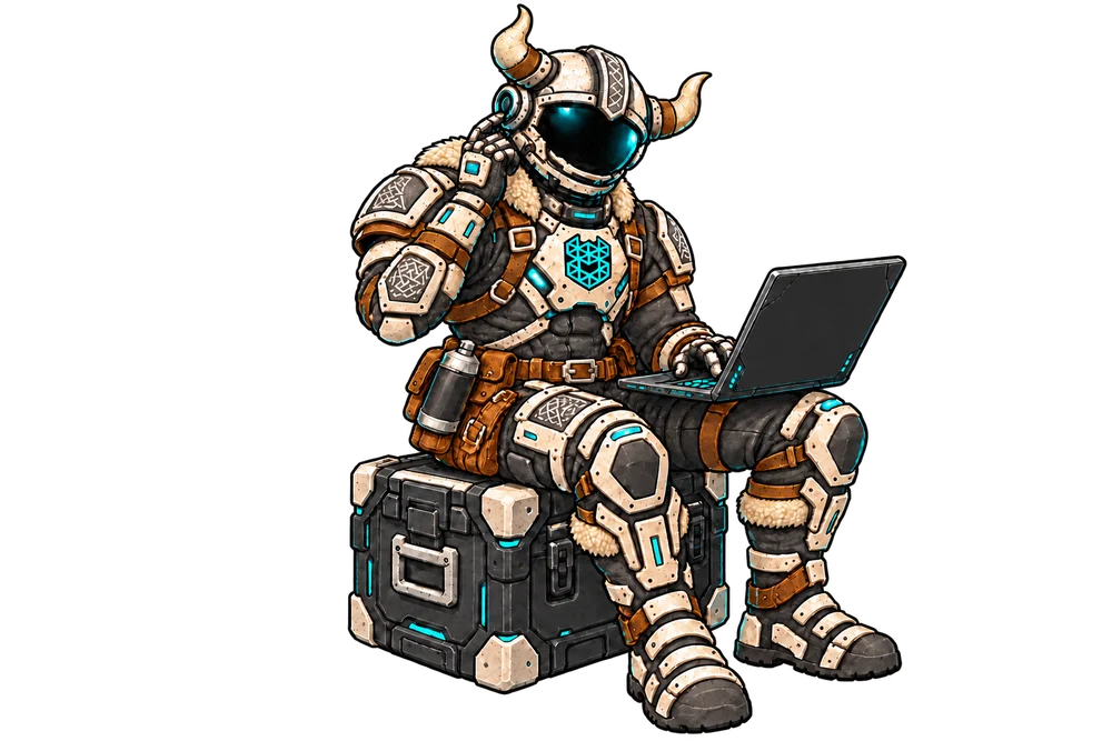Joe providing remote IT support with a laptop and helmet communicator